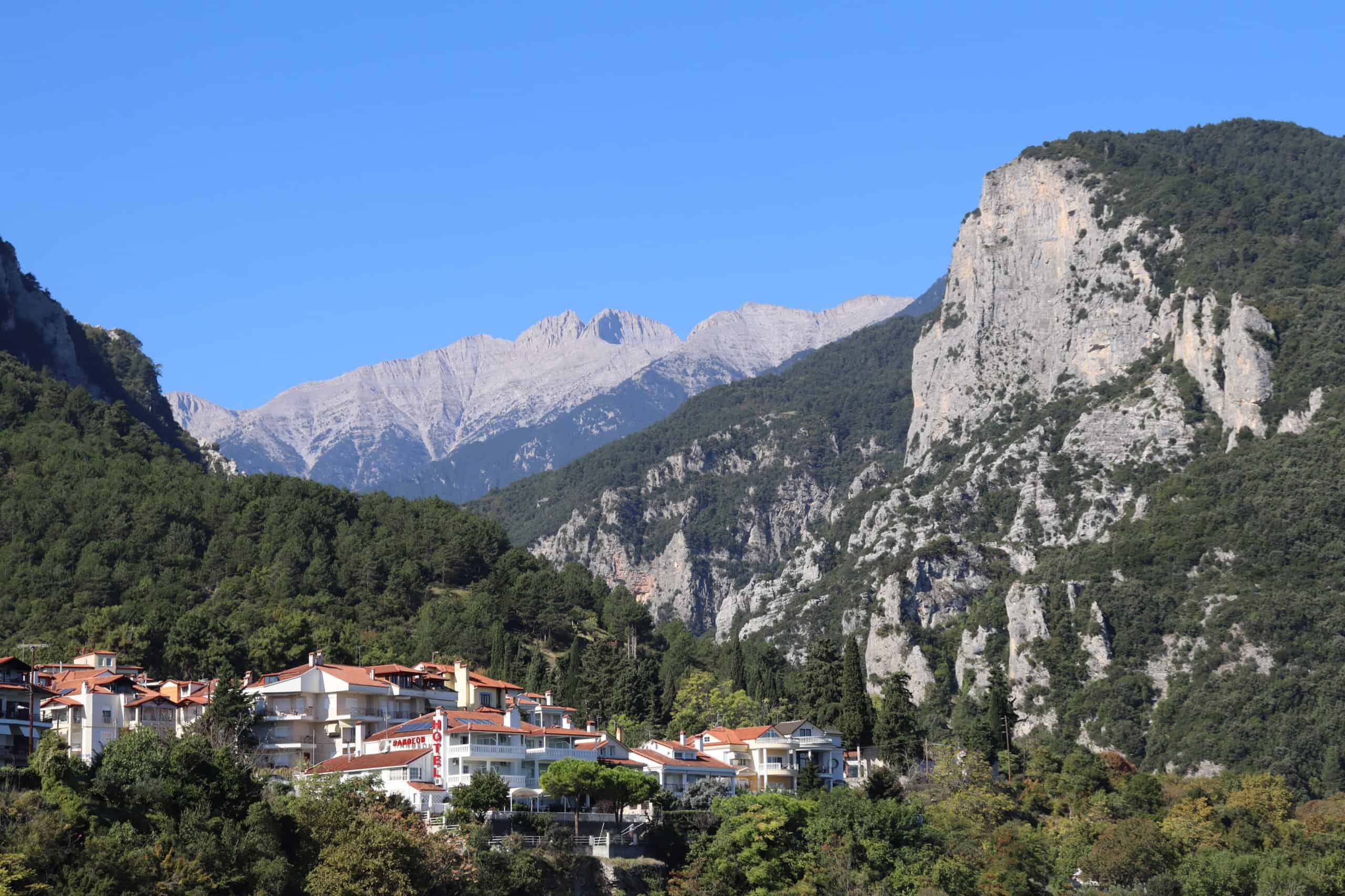 Look for Mytikas Peak when visiting the town of Litochoro.